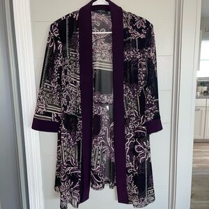 R&M Richards | Boho Whimsygoth Vibrant Floral Open Front Kimono Size 14